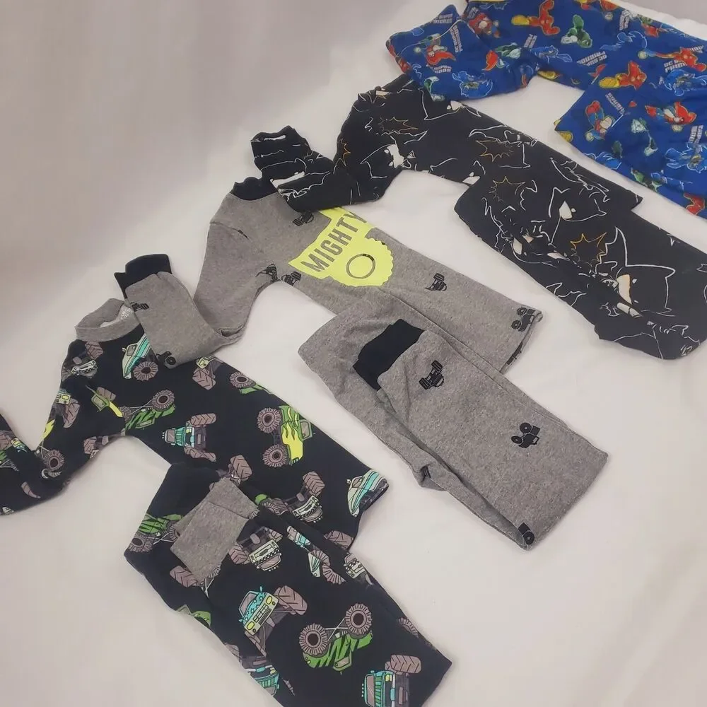 Toddler Boys Pajama Lot Size 3T 4T Carters Marvel Batman Trucks Longsleeve Pants